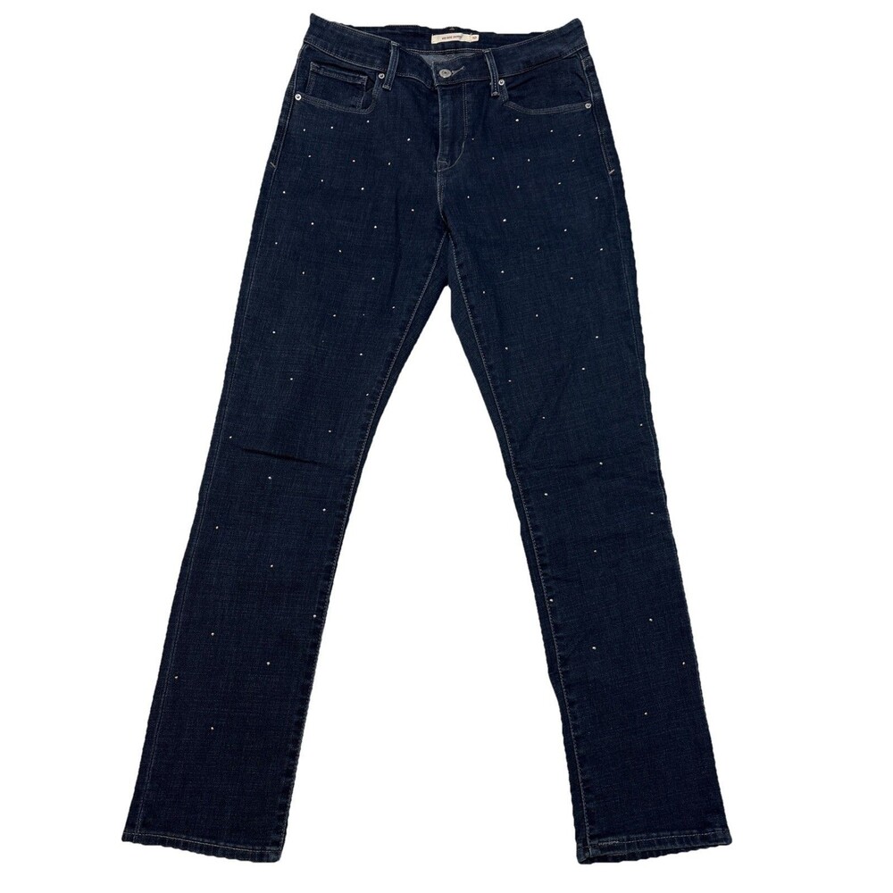 Levi’s 575 Skinny Jeans Women’s 30x30 Mid Rise Dark Blue Studded Denim